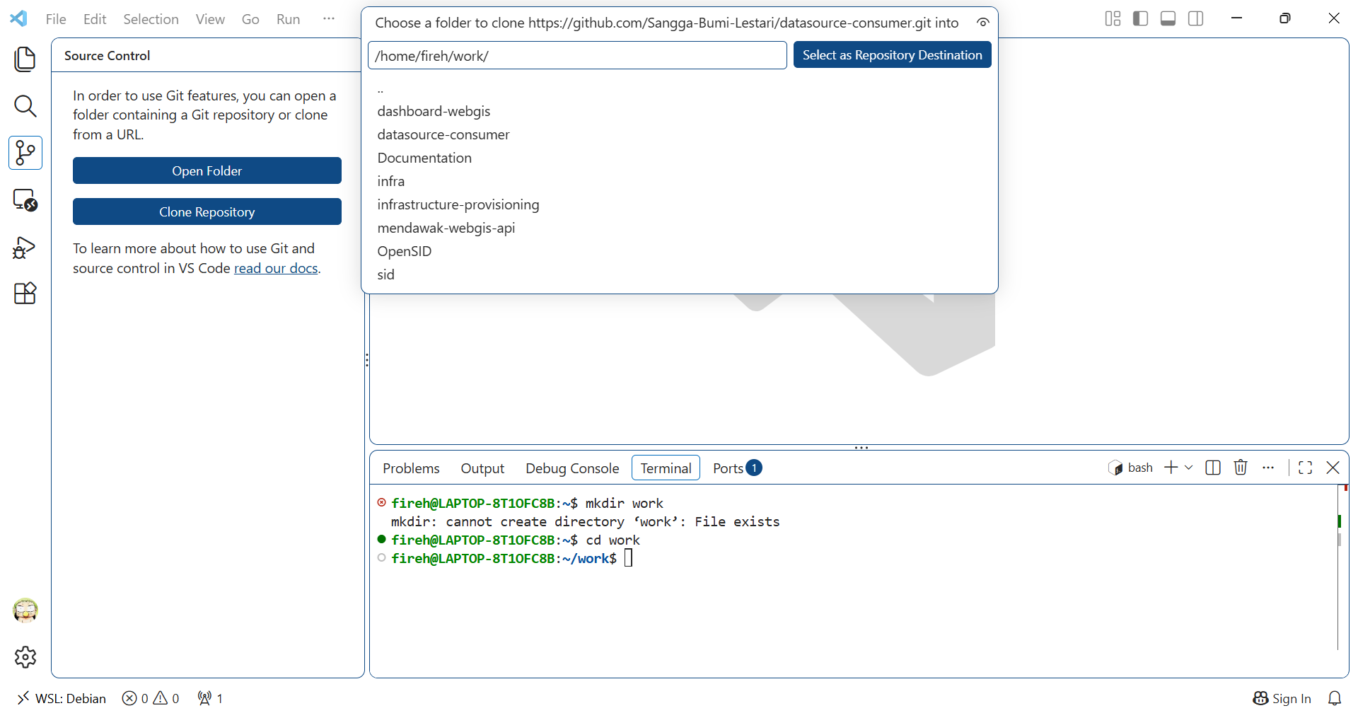 Clone the projects to work directory