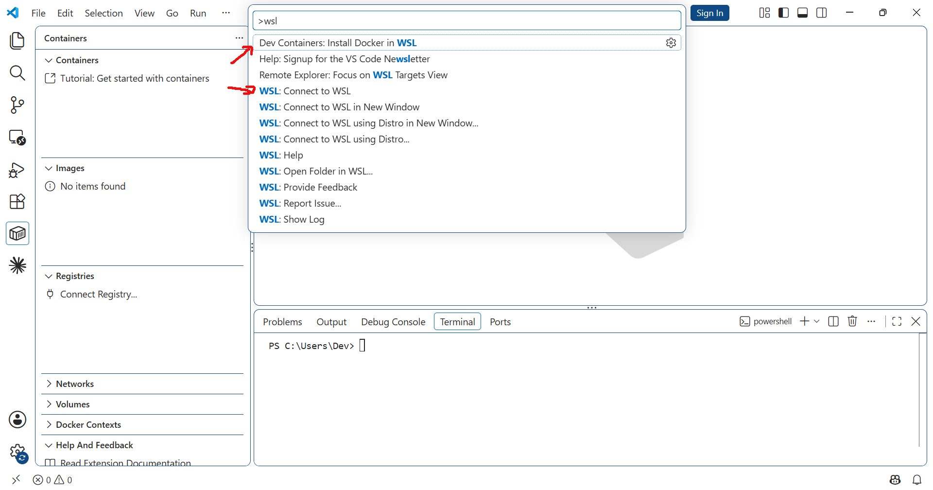 Prepare WSL for VS Code